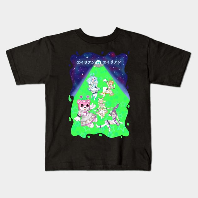 Alien Alien, Hello Happy World, FT Hatsune Miku! Kids T-Shirt by Candycrypt